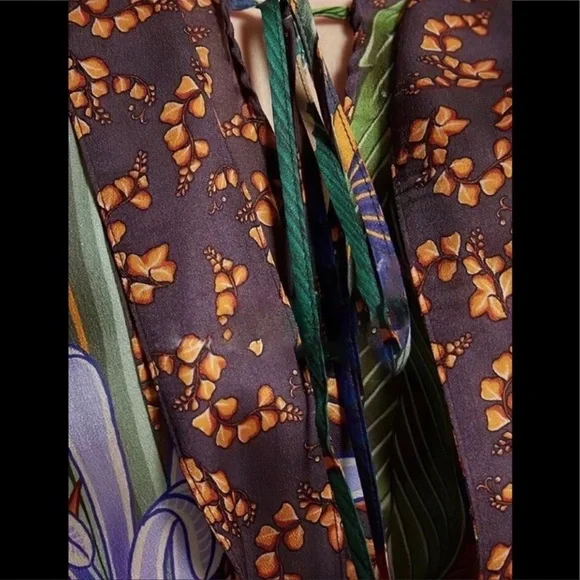 Jewel Peacock Feather Bohemian Gypsy Kimono With Sash Tie, Feather Print - Picture 5 of 7